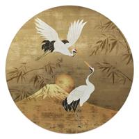 Reinders - Japanese Cranebirds - Glasschilderij Ø 50cm - thumbnail