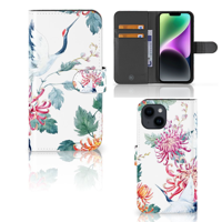 iPhone 15 | Telefoonhoesje | Met pasjeshouder | Bird Flowers - thumbnail