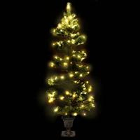 VidaXL Kunstkerstboom met verlichting en pot 120 cm pvc groen - thumbnail