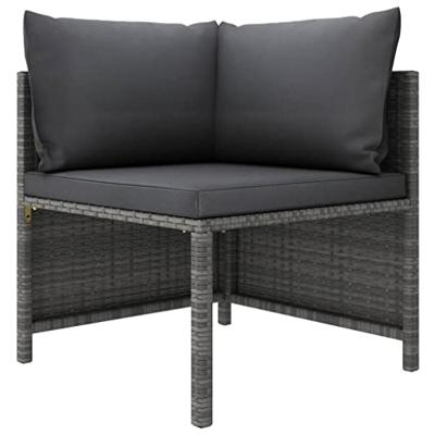 VidaXL Tuinbank 4-zits met kussens poly rattan grijs
