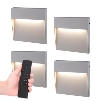 4x Logan LED Wandlamp - Dimbaar - Grijs - 6 Watt 280 lumen - 3000K warm wit - IP54 waterdicht - Incl. dimmer met afstandsbediening