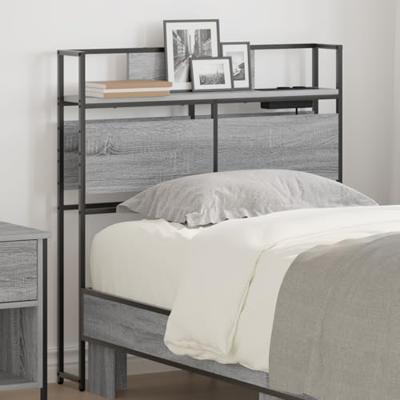 Opberghoofdbord met plank Grijs sonoma 80 cm Bewerkt hout