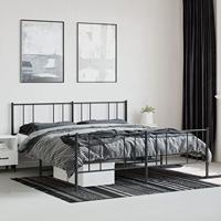 Bedframe met hoofd- en voeteneinde metaal zwart 200x200 cm - thumbnail