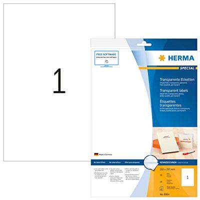 Herma 8964 Folie-etiketten 210 x 297 mm Folie Transparant 10 stuk(s) Permanent hechtend Inkjet Herma 8964 Folie-etiketten 210 x 297 mm Folie Transparant 10 stuk(s) Permanent hechtend Inkjet