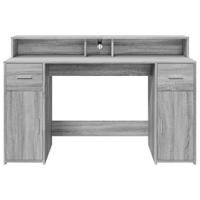 Bureau met LED-verlichting 140x55x91 cm hout grijs sonoma eiken - thumbnail