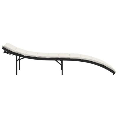 Ligbedden 2 st met kussens poly rattan zwart - thumbnail