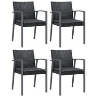 Tuinstoelen 6 st met kussens 56,5x57x83 cm poly rattan zwart - thumbnail