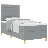 Boxspringbed met matras Lichtgrijs 90 x 200 cm Stof - thumbnail