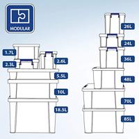 Bankers Box opbergdoos 70 liter, transparant met blauwe handvaten, per stuk verpakt in karton - thumbnail