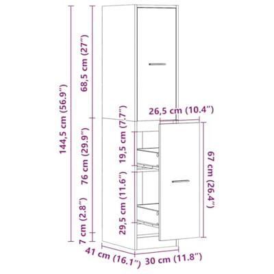 Apothekerskast 30x41x144,5 cm bewerkt hout hoogglans wit Apothekerskast 30x41x144,5 cm bewerkt hout hoogglans wit
