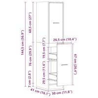 Apothekerskast 30x41x144,5 cm bewerkt hout hoogglans wit - thumbnail