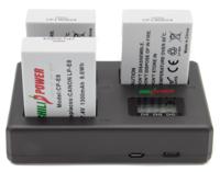 ChiliPower Canon Accu LP-E8 Kit Deluxe - 3 accu's + Triple lader, voor het laden van 3 accu's - thumbnail