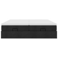 Ottoman bed met matrassen 200x200cm stof zwart - thumbnail