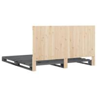 Bedframe met hoofdbord massief grenenhout grijs 200x200 cm - thumbnail