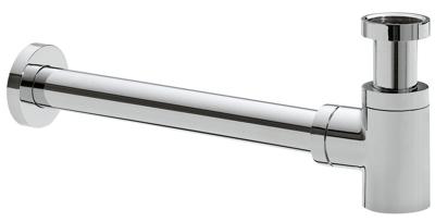 Bekersifon BWS verkort rond incl. muurbuis en rozet Chroom