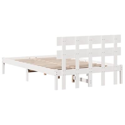 Bedframe met hoofdeinde Wit 120 x 200 cm Massief grenenhout