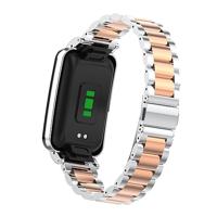 Metalen schakelband met case - Zilver met rosé goud - Xiaomi Smart band 7 Pro - thumbnail