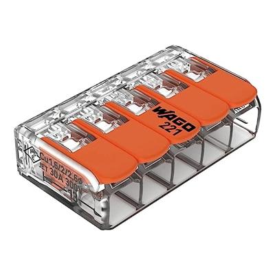 WAGO 221-615 221 Verbindingsklem Flexibel: 0.5-6 mm² Massief: 0.5-6 mm² Aantal polen: 5 1 stuk(s) Transparant, Oranje WAGO 221-615 221 Verbindingsklem Flexibel: 0.5-6 mm² Massief: 0.5-6 mm² Aantal polen: 5 1 stuk(s) Transparant, Oranje