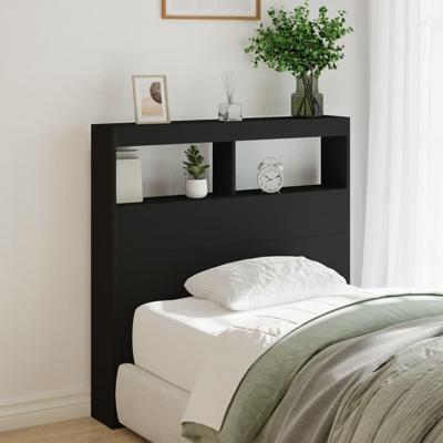 Hoofdbordkast met LED-verlichting 100x17x102 cm zwart Hoofdbordkast met LED-verlichting 100x17x102 cm zwart