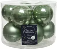 Decoris kerstballen saliegroen glas 6cm 10st - thumbnail
