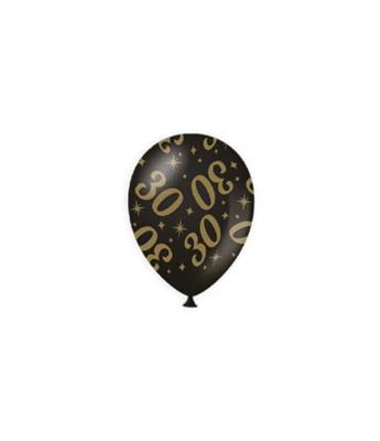 Classy Ballonnen 30 Jaar Zwart/Goud (6st)