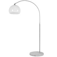 Retro design Booglamp - Staande Vloerlamp - Zilver - Opaalwit - thumbnail