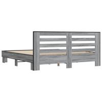 Bedframe bewerkt hout metaal grijs sonoma eiken 200x200 cm - thumbnail
