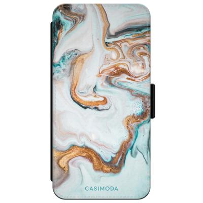 iPhone XR flipcase - Marmer blauw goud