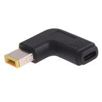 USB-C/type-C vrouwelijk naar Lenovo grote vierkante mannelijke plug elleboog adapter connector voor Lenovo laptops - thumbnail