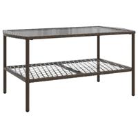 4-delige Loungeset met kussens poly rattan bruin - thumbnail