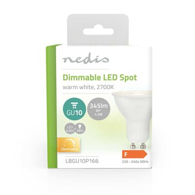 LED-Lamp GU10 | Spot | 4.5 W | 345 lm | 2700 K | Dimbaar | Warm Wit | 1 Stuks