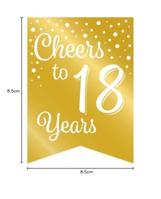 Verjaardagsslinger Vaandel 18 Jaar Goud/Wit (6m)