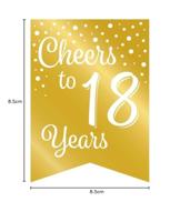 Verjaardagsslinger Vaandel 18 Jaar Goud/Wit (6m) - thumbnail