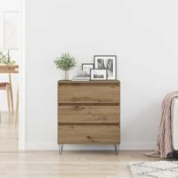 Dressoir artisanaal eikenkleurig 60 x 35 x 70 cm Bewerkt hout - thumbnail
