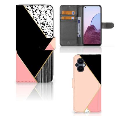 OPPO Reno 8 Lite | OnePlus Nord N20 | Book Case | Zwart Roze Vormen