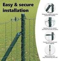 VidaXL Hek met paal groen 1,6 x 10 m staal en pvc - thumbnail