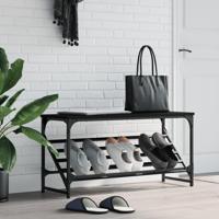 VidaXL Schoenenrek 90x30x45 cm bewerkt hout zwart - thumbnail
