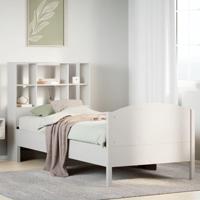 Bed met boekenkast zonder matras grenenhout wit 90x200 cm - thumbnail