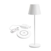 Premium LED Tafellamp met oplaadstation - Oplaadbaar & Draadloos - Voor binnen en buiten - Wit - thumbnail