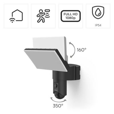 Hama Bewakingscamera (wifi-camera voor buiten, buitencamera met spraak-/app-bediening, weerbestendige buitencamera met licht, bewegingsmelder, nachtzicht, 2-weg audio, opname, Full HD), zwart