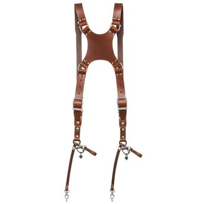 The Hantler Dual camera harness Cognac / Old silver, Large The Hantler Dual camera harness Cognac / Old silver, Large