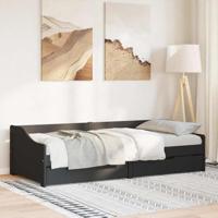 Slaapbank met 2 lades zonder matras IRUN 90x200 cm zwart - thumbnail