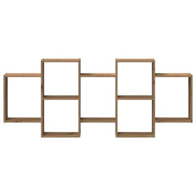 Wandschap 159x18x65 cm bewerkt hout artisanaal eikenkleurig Wandschap 159x18x65 cm bewerkt hout artisanaal eikenkleurig