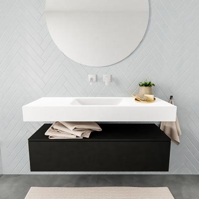 Aqua Splash Badkamermeubel AQS Ibiza 120 cm Solid Surface Mat Zwart Wastafel Mat Wit - Badmeubel Ibiza 120 cm Mat Zwart Spoelbak Midden Mat Wit (0 Aqua Splash Badkamermeubel AQS Ibiza 120 cm Solid Surface Mat Zwart Wastafel Mat Wit - Badmeubel Ibiza 120 cm Mat Zwart Spoelbak Midden Mat Wit (0