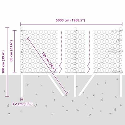 VidaXL Afrasteringspaal zilver 50 x 0,6 m (36 mm gaas) staal VidaXL Afrasteringspaal zilver 50 x 0,6 m (36 mm gaas) staal