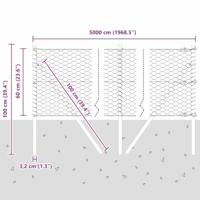 VidaXL Afrasteringspaal zilver 50 x 0,6 m (36 mm gaas) staal - thumbnail