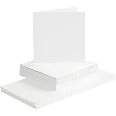 Creativ Company Kaarten en enveloppen, afmeting kaart 15x15 cm, afmeting envelop 16x16 cm, 120+240 gr, wit, 50 set/ 1 doos