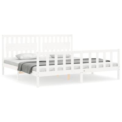 Bedframe zonder matras massief grenenhout wit 200x200 cm