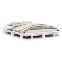 Bedframe zonder matras massief grenenhout wit 120x200 cm - thumbnail