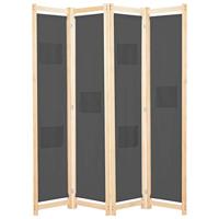 VidaXL Kamerscherm met 4 panelen 160x170x4 cm stof grijs - thumbnail